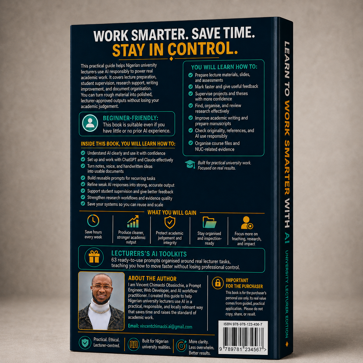 Back cover of Learn to Work Smarter With AI, University Lecturer Edition
